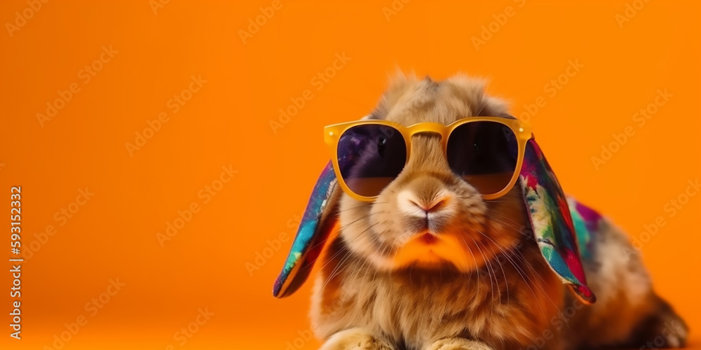 Cool Bunny in Shades Brings a Pop of Color to Spring - Generative Ai