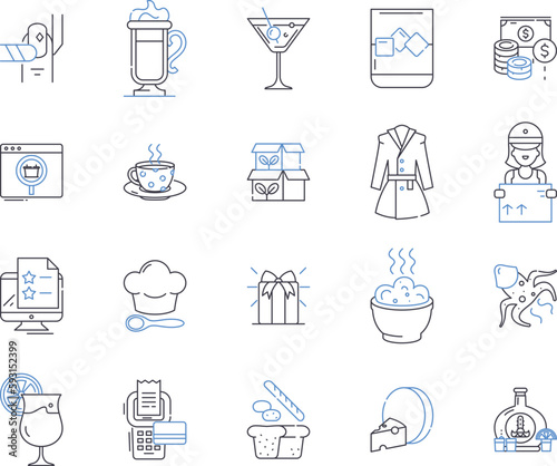 Grocery mall outline icons collection. Grocer, mall, grocery, store, food, supermarket, shop vector and illustration concept set. retail, market, cart linear signs