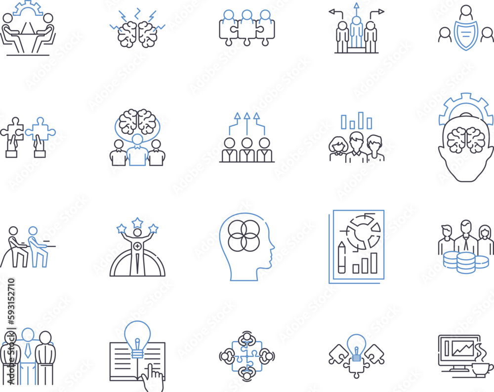 Department colleagues outline icons collection. Co-workers, Peers, Colleagues, Compatriots, Staff, Teammates, Associates vector and illustration concept set. Comrades, Friends, Members linear signs