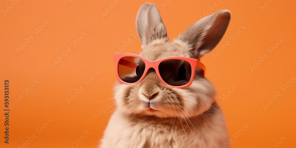 Hip Hop Hooray! Cool Bunny with Sunglasses Celebrates Spring - Generative Ai