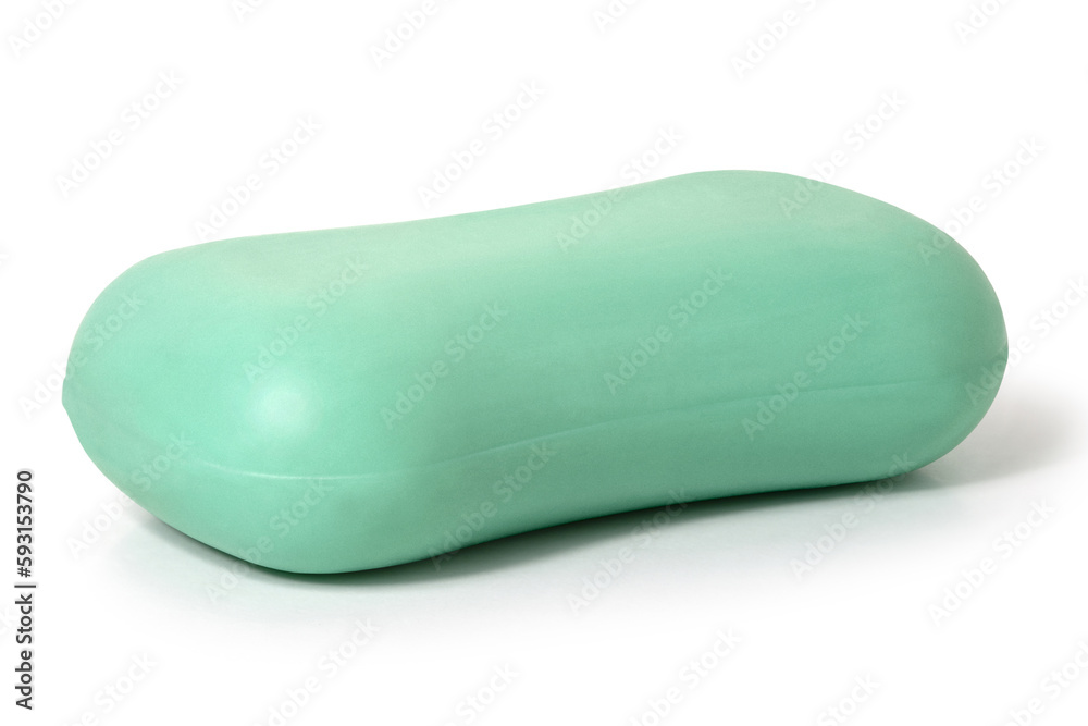 Piece of green toilet soap on a white background. Full depth of field. With clipping path Piece of green toilet soap on a white background. Full depth of field. With clipping path