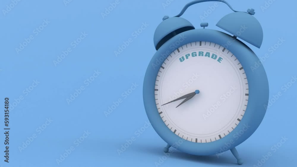 Alarm clock with time to upgrade phrase