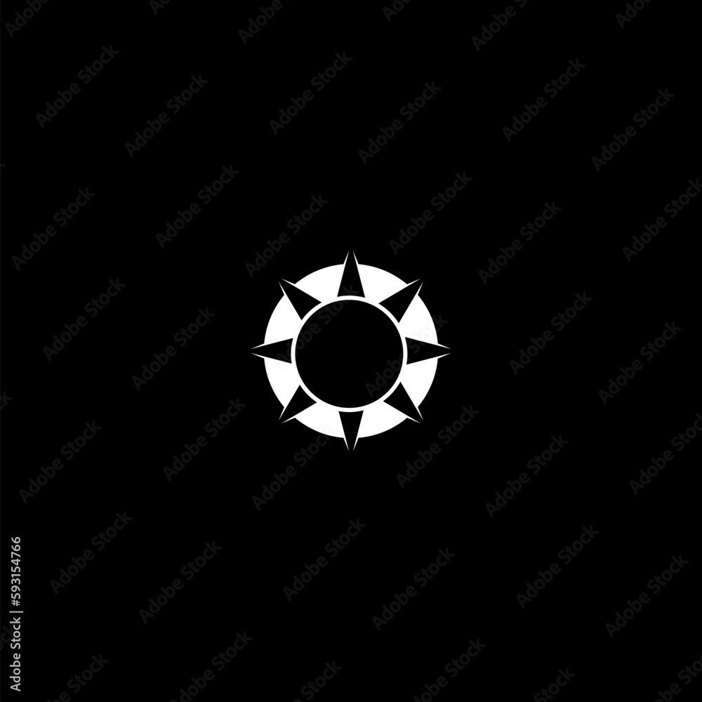 Sun logo icon isolated on dark background Sun logo icon isolated on dark background
