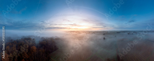 PANORAMA FOGGY MORNING IN GOLDEN HOUR © sully