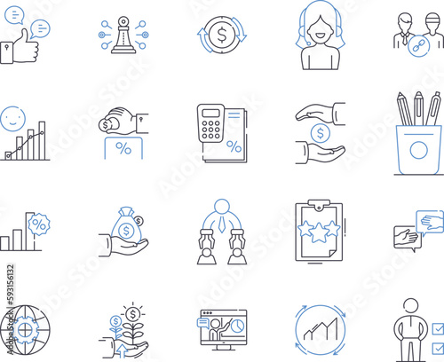 Assessment and audit outline icons collection. Auditing, Assessing, Evaluation, Monitoring, Reviewing, Inspection, Analysis vector and illustration concept set. Investigation, Verifying, Gauging