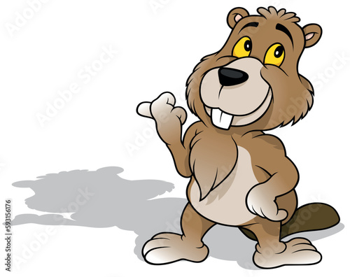 A Brown Beaver Points his H...