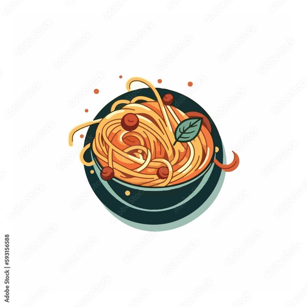 spaghetti with meatballs and tomato sauce. Classic pasta dish, isolated