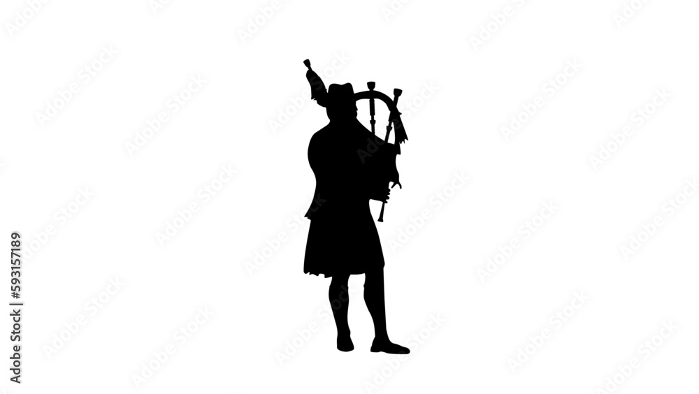Bagpiper silhouette, Scottish Piper - obrazy, fototapety, plakaty 