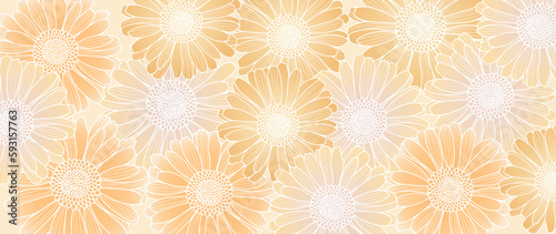 Vector floral background with marigold flowers in orange tones. Background for text, photos, covers, diplomas and presentations