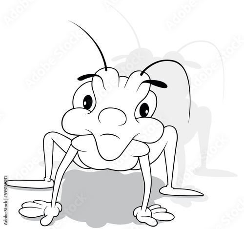 Drawing of a Beetle on All Four Limbs