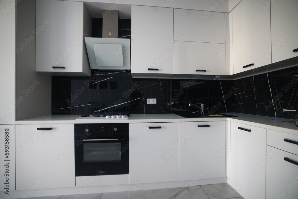 Fototapeta premium interior fashionable kitchen, home trendy design