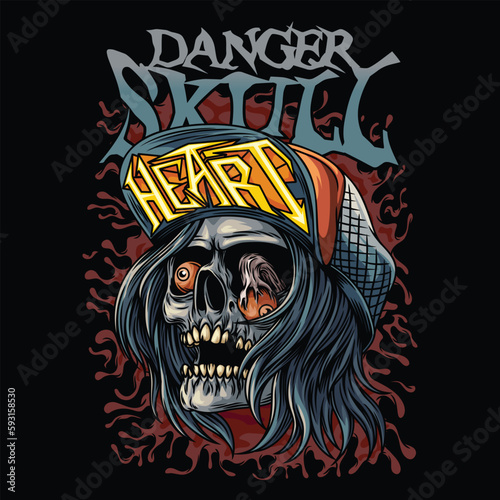 skull trash With Text Illustration