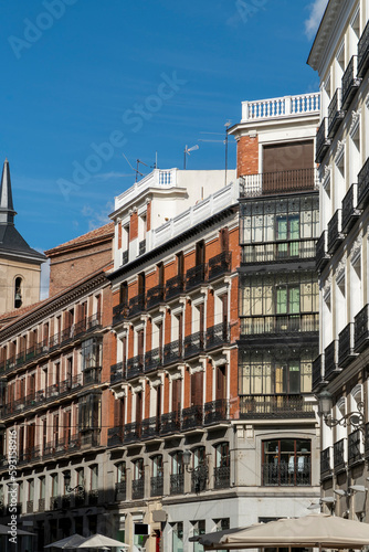 Historic buildings by puerta del sol in Madrid, Spain