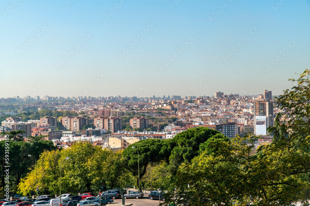 cityscape of Madrid from plaza de la armeria, Spain cityscape of Madrid from plaza de la armeria, Spain
