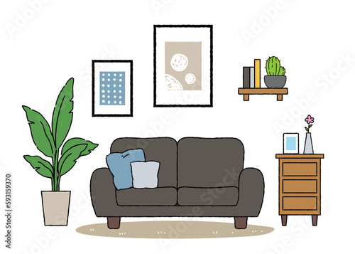 シンプルなリビングのイラスト