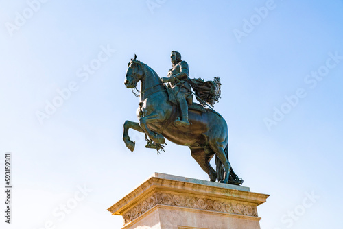 Monument to Monument to Felipe IV at Plaza de oriente in Madrid, Spain photo