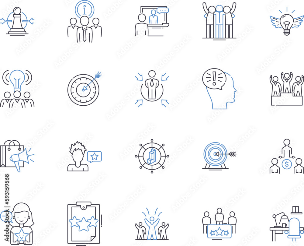 Holding company outline icons collection. holding, company, conglomerate, parent, investment, acquire, finance vector and illustration concept set. diversified, multinational, corporate linear signs