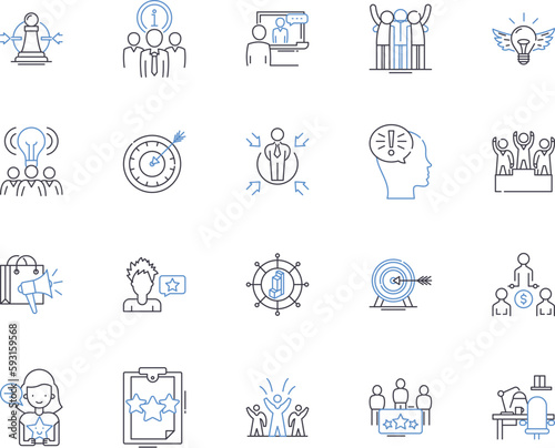 Holding company outline icons collection. holding, company, conglomerate, parent, investment, acquire, finance vector and illustration concept set. diversified, multinational, corporate linear signs