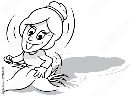 Drawing of a Funny Fairy Sitting in a Grass