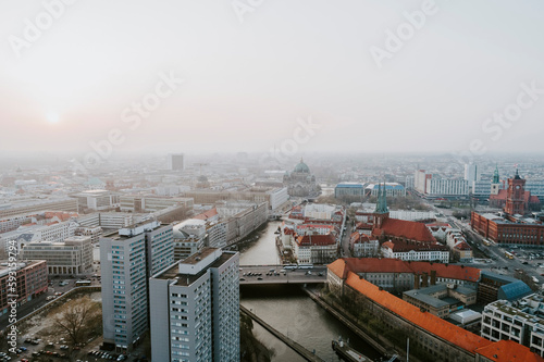 Aerial of the skyline of Berlin Mitte  Berlin  Germany