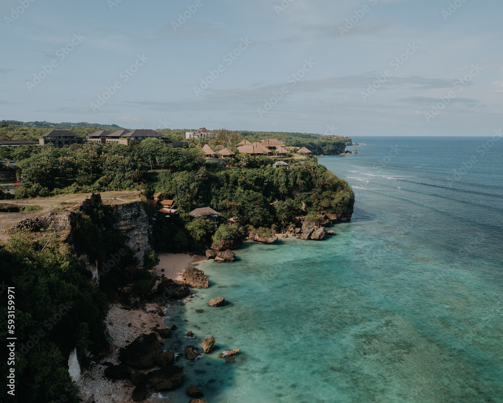Aerial ocean and cliff views in Bali