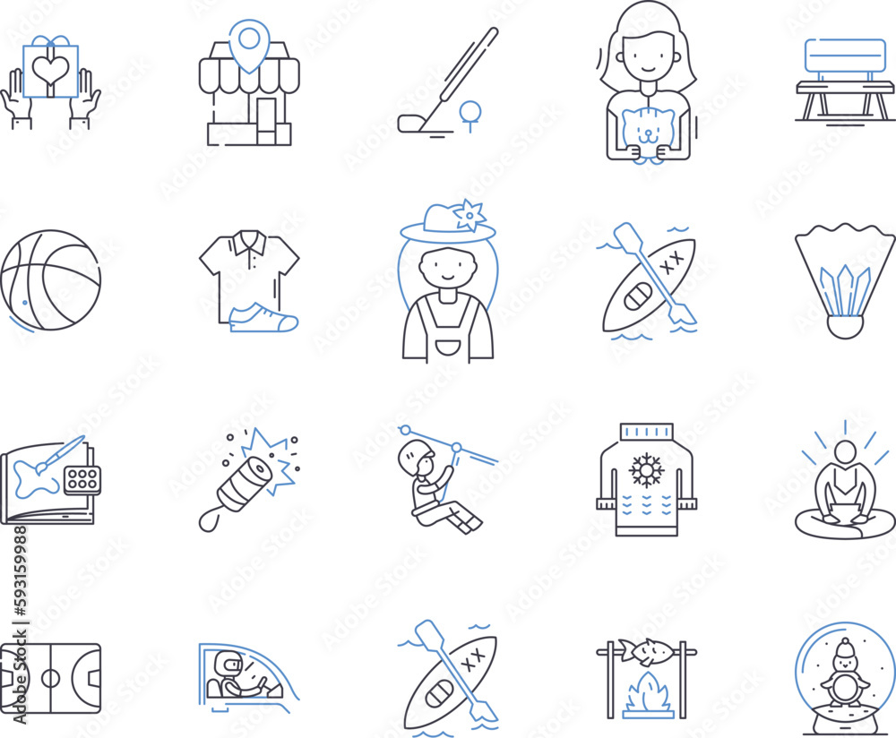 Fototapeta premium Sport time outline icons collection. Sports, Time, Athletics, Competition, Recreation, Exercise, Games vector and illustration concept set. Teams, Events, Training linear signs