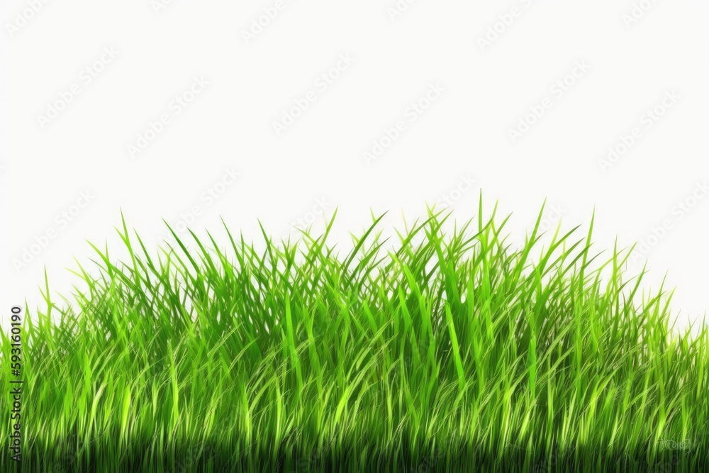 Green grass isolated on a white backdrop. Generative AI Green grass isolated on a white backdrop. Generative AI