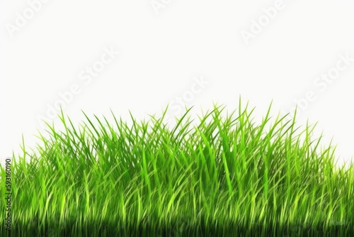 Green grass isolated on a white backdrop. Generative AI