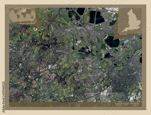 Runnymede, England - Great Britain. High-res satellite. Labelled points of cities photo