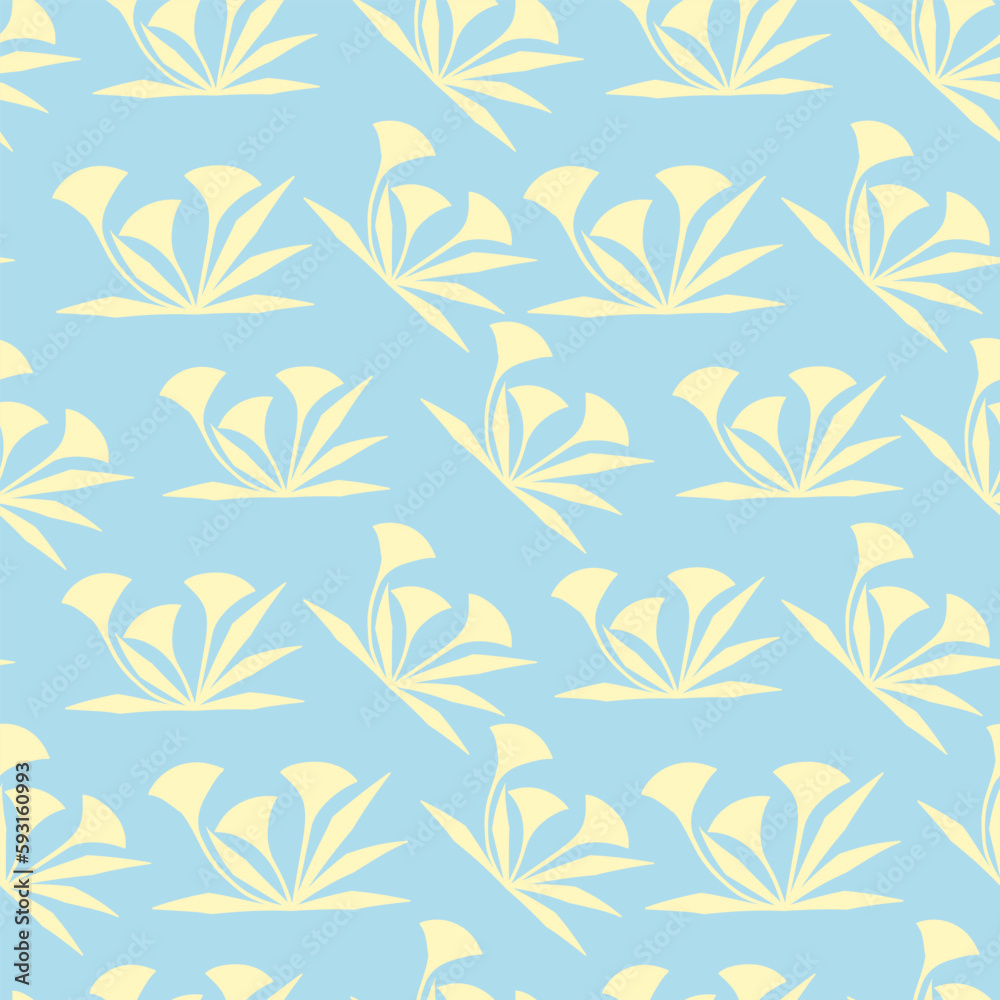 Vector seamless pattern with compositions of abstract flowers. Background from gentle outline flowers on pastel backdrop. 