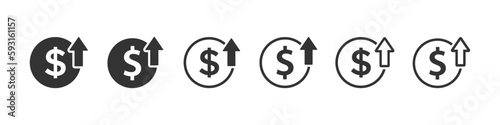 Cost increase vector flat icons collection
