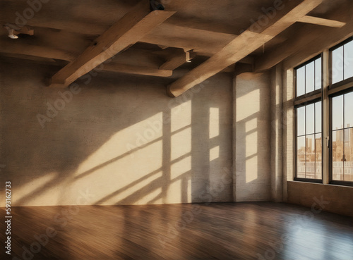 Empty warehouse wall or commercial area, industrial background photo