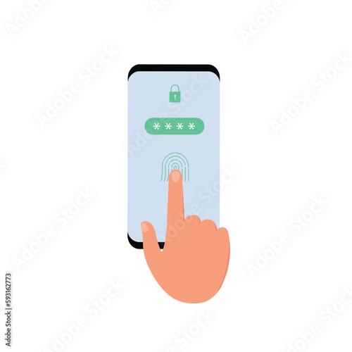Mobile phone screen lock interface for lock screen, Hand enter password on smartphone.