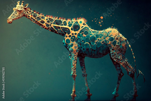 Giraffe full-length on a light background. Generative AI.
