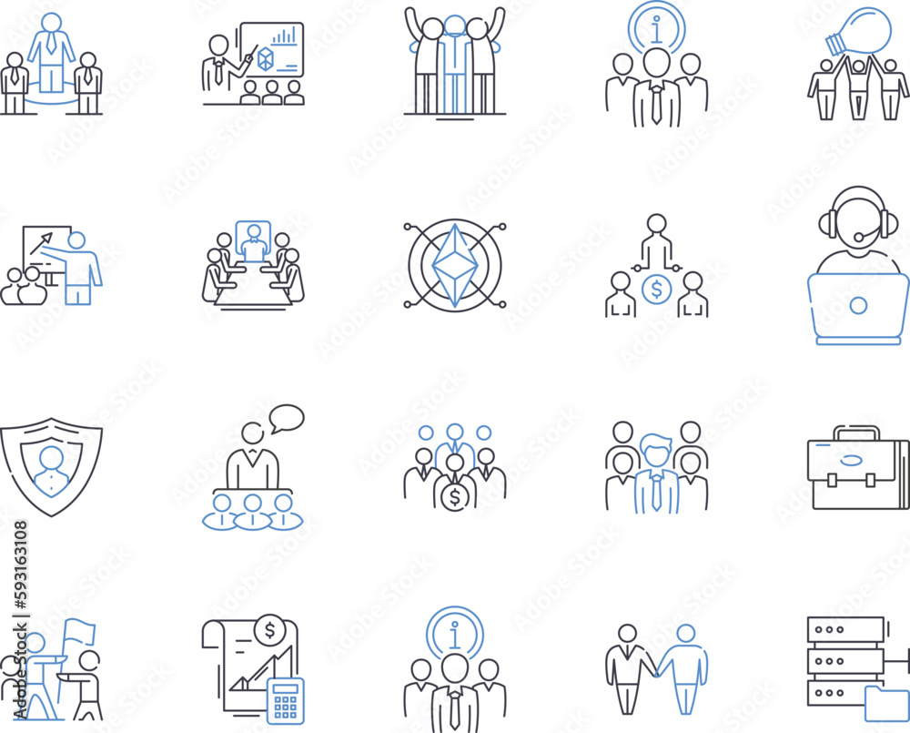 Hedge fund outline icons collection. Hedge, Fund, Investing, Investment, Management, Manager, Strategies vector and illustration concept set. Strategy, Returns, Return linear signs