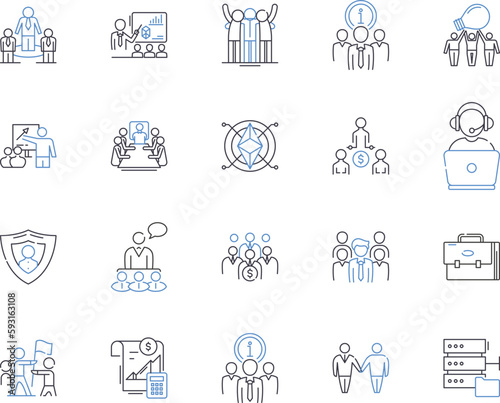 Hedge fund outline icons collection. Hedge, Fund, Investing, Investment, Management, Manager, Strategies vector and illustration concept set. Strategy, Returns, Return linear signs