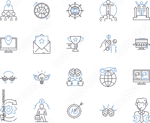 Corporation progress outline icons collection. Growth, Expansion, Progress, Development, Advancement, Expansion, Profits vector and illustration concept set. Expansion, Expansion, Mergers linear signs
