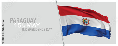 Paraguay happy independence day greeting card, banner with template text vector illustration