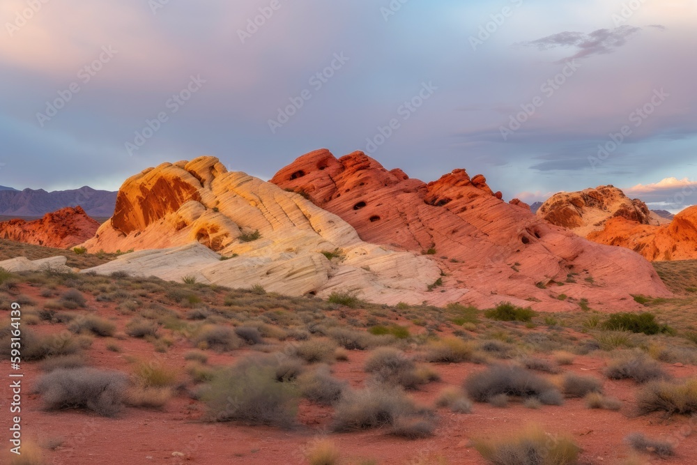 Valley of Fire Highway in Nevada, before reaching Park Valley. Generative AI