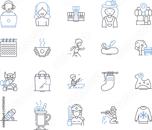 Handcraft outline icons collection. handcraft, artisan, craft, creativity, skill, talent, design vector and illustration concept set. technique, tool, material linear signs
