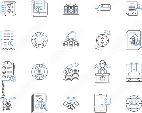 Risk management outline icons collection. Management, Risk, Strategy, Compliance, Analysis, Mitigation, Security vector and illustration concept set. Planning, Reduce, Controls linear signs