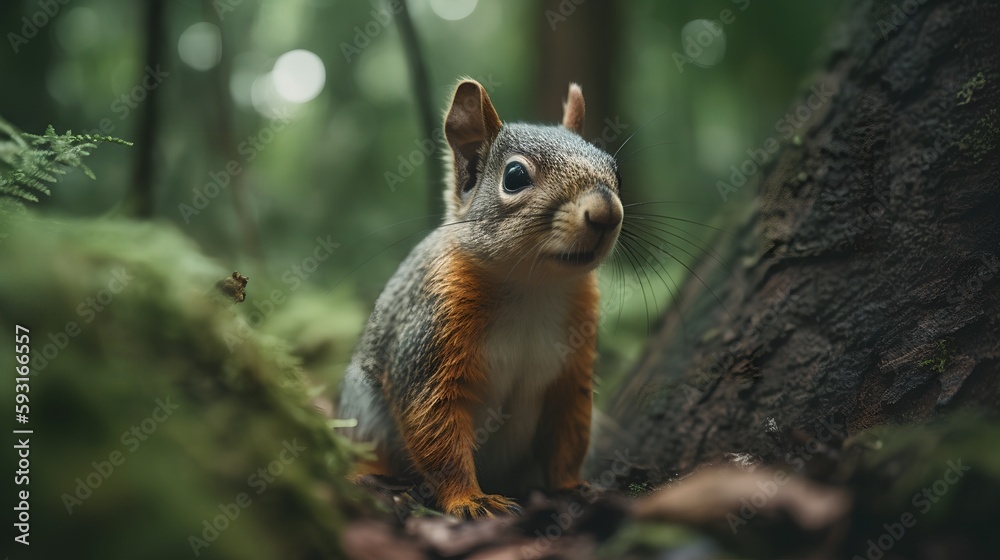 Wild Squirrel in The Forest, Image Ai Generated Wild Squirrel in The Forest, Image Ai Generated