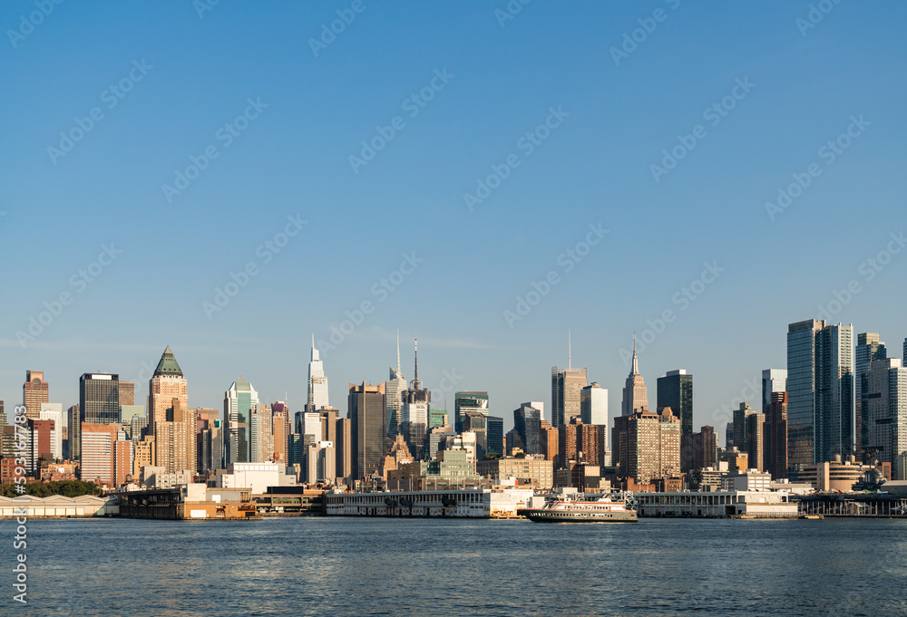 Naklejka premium New York Manhattan skyscrapers, business company and financial corporation