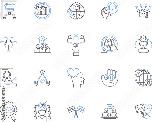 Sport Education outline icons collection. Sports, Education, Coaching, Training, Athletics, Games, Competition vector and illustration concept set. Exercise, Instruction, Learning linear signs