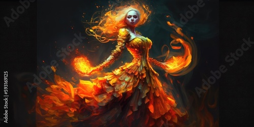The Dancing Princess of Fire. Generative AI