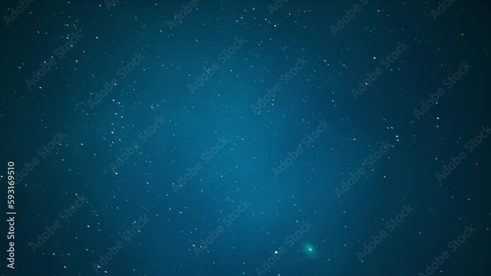 Comet C/2022 E3 (ztf) Shines Bright Green Color In Dark Night Starry Sky. Comet At A Distance Of 170 Million Kilometers.