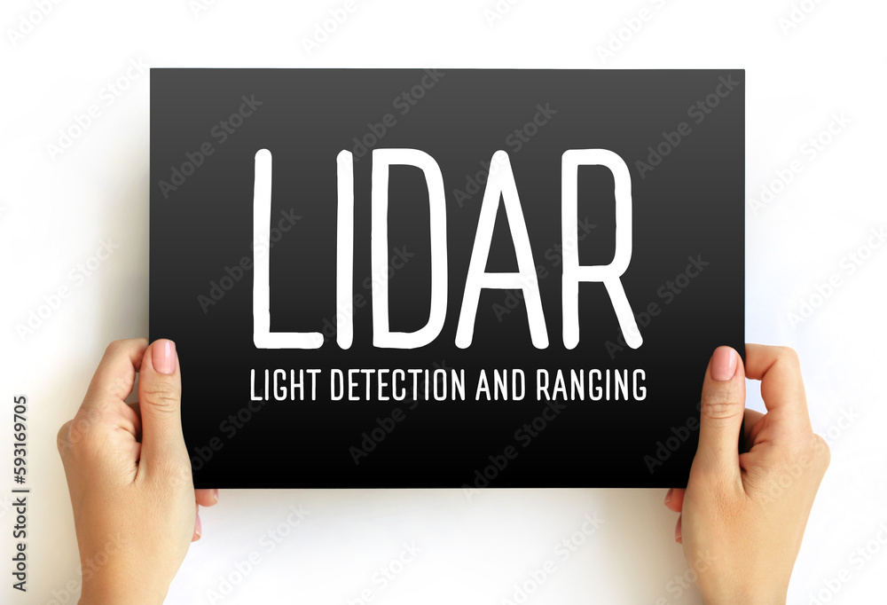 LiDAR - light detection and ranging acronym text on card, abbreviation concept background LiDAR - light detection and ranging acronym text on card, abbreviation concept background