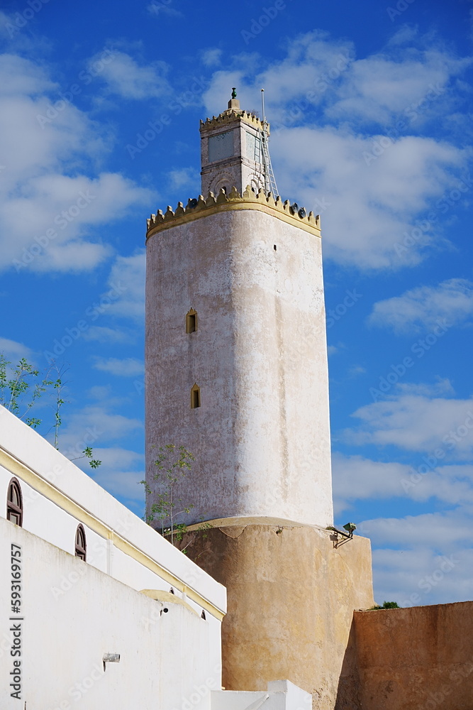 Minaret and former Portugese lighthouse in MAZAGAN, Morocco - vertical