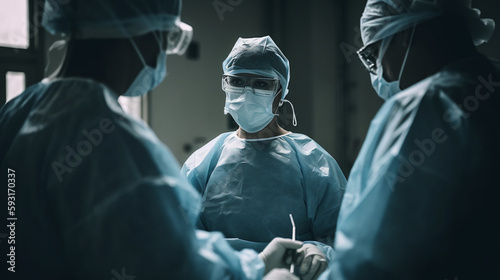 Image Generated AI. Medical team performing a surgery, Generative AI