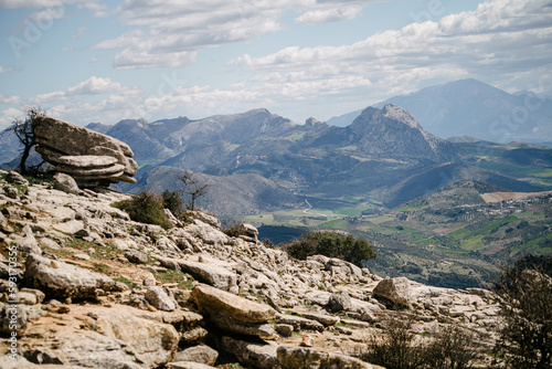 Spanish mediterranean limestone mountain landscape. photo